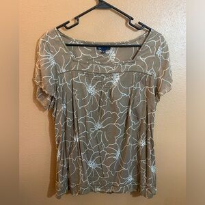 🏷️SALE🏷️ GAP Medium Brown & Cream Floral Blouse - L
